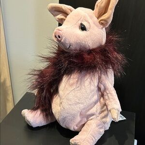 Jellycat Pink Pig Plush with Maroon Scarf(retired/rare)
